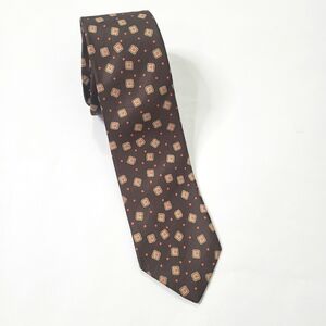 Egon VonFurstenberg vintage brown geometric square and dot tie